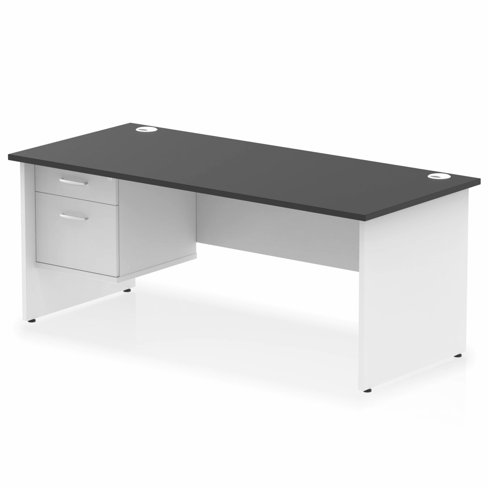 Impulse 1800mm Panel End Straight Desk With Single Fixed Pedestal