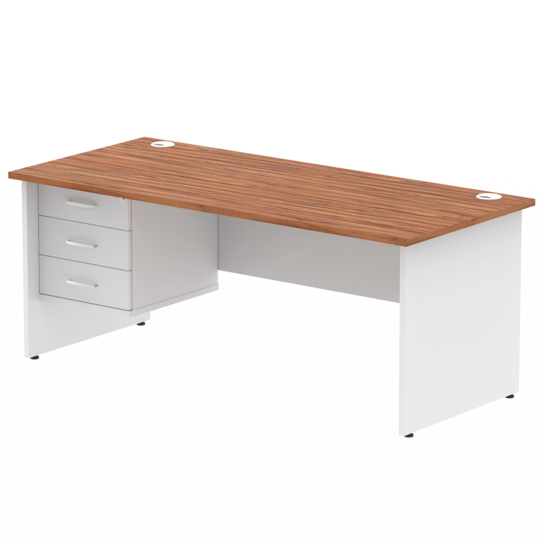 Impulse 1800mm Panel End Straight Desk With Single Fixed Pedestal