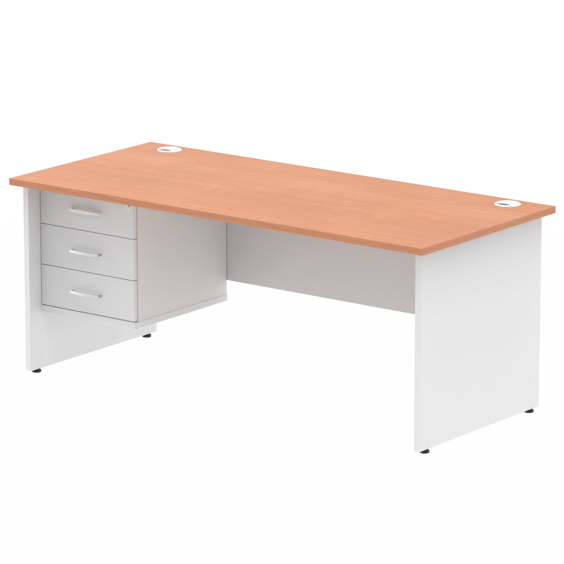 Impulse 1800mm Panel End Straight Desk With Single Fixed Pedestal