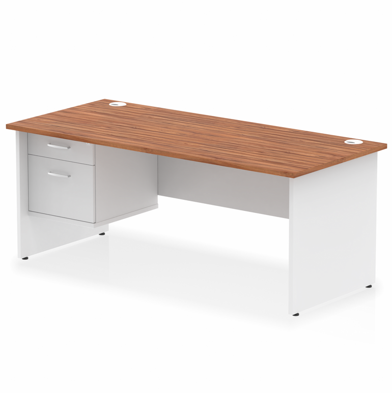 Impulse 1800mm Panel End Straight Desk With Single Fixed Pedestal