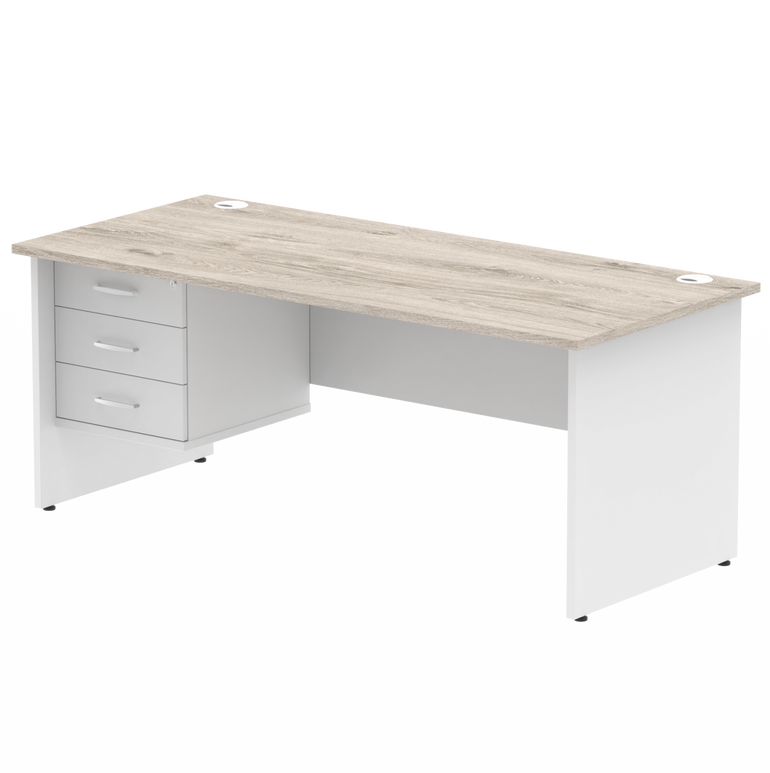 Impulse 1800mm Panel End Straight Desk With Single Fixed Pedestal