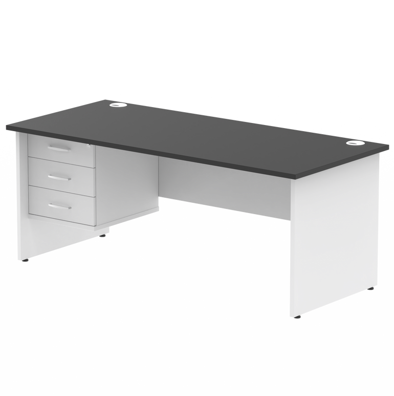 Impulse 1800mm Panel End Straight Desk With Single Fixed Pedestal