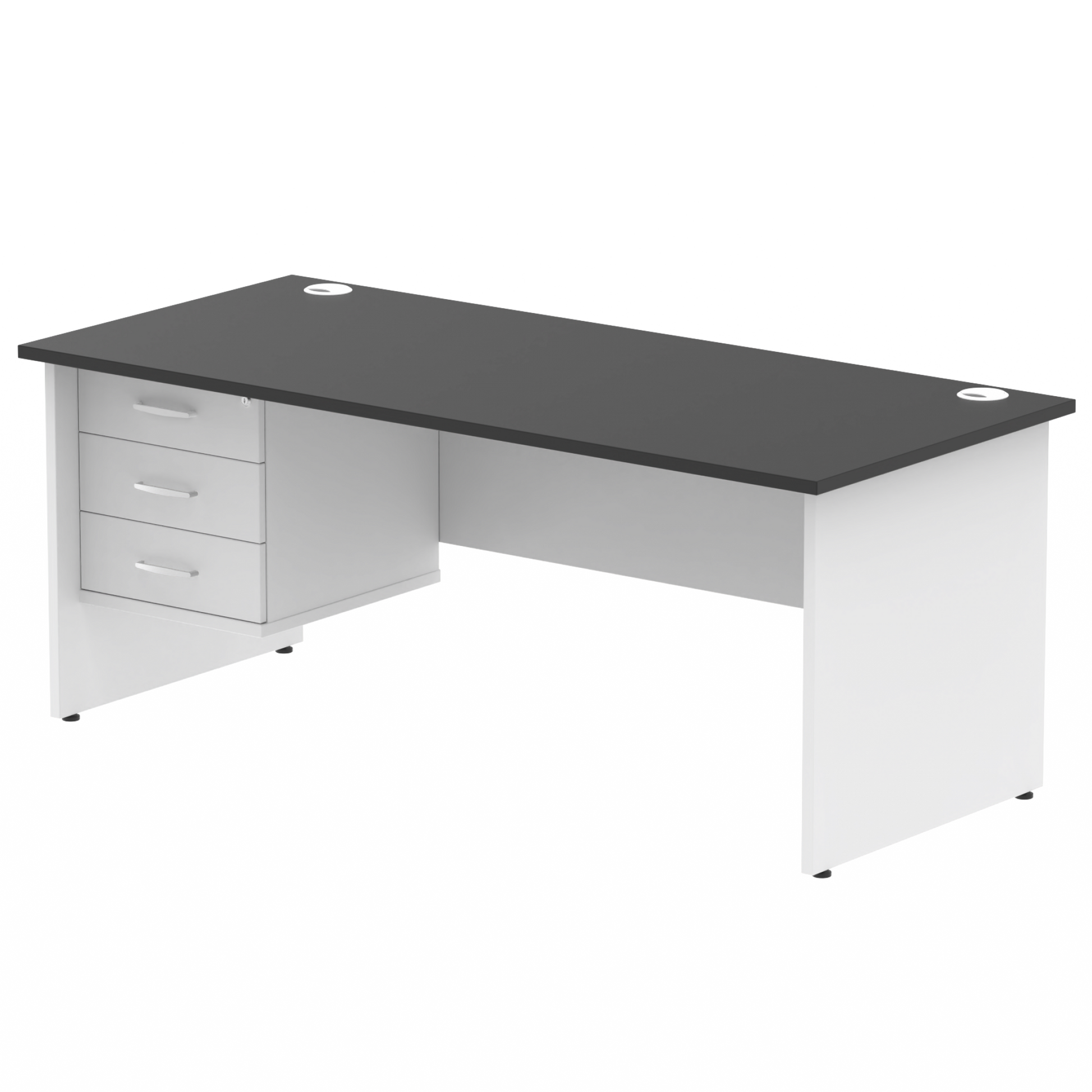 Impulse 1800mm Panel End Straight Desk With Single Fixed Pedestal