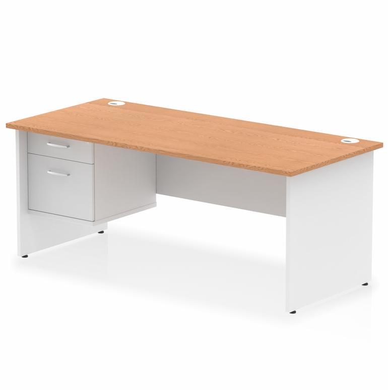 Impulse 1800mm Panel End Straight Desk With Single Fixed Pedestal