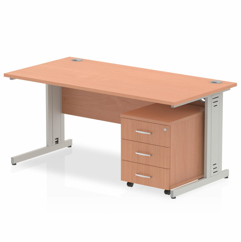 Impulse 1800mm Cable Managed Straight Desk With Mobile Pedestal
