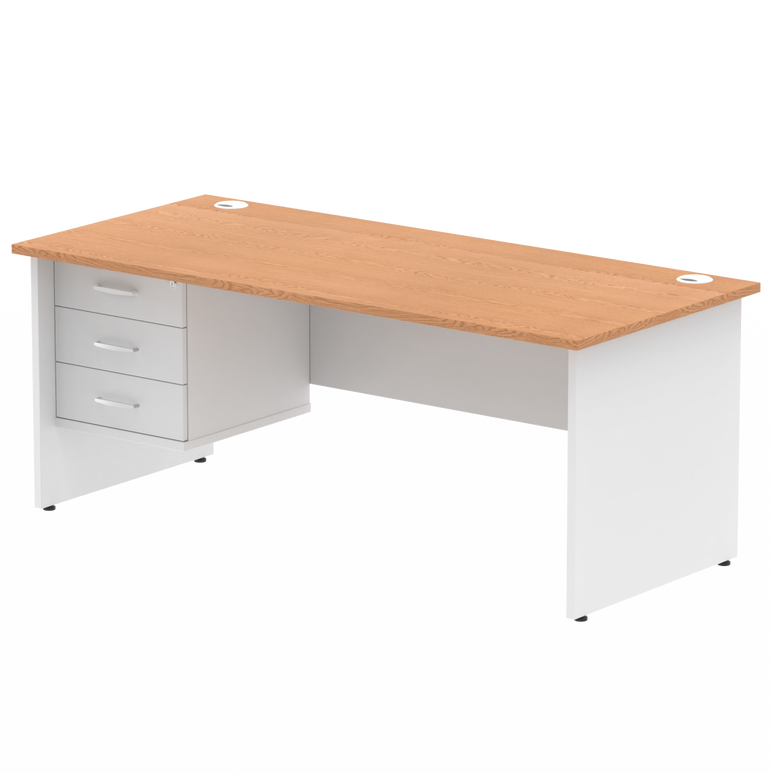 Impulse 1800mm Panel End Straight Desk With Single Fixed Pedestal