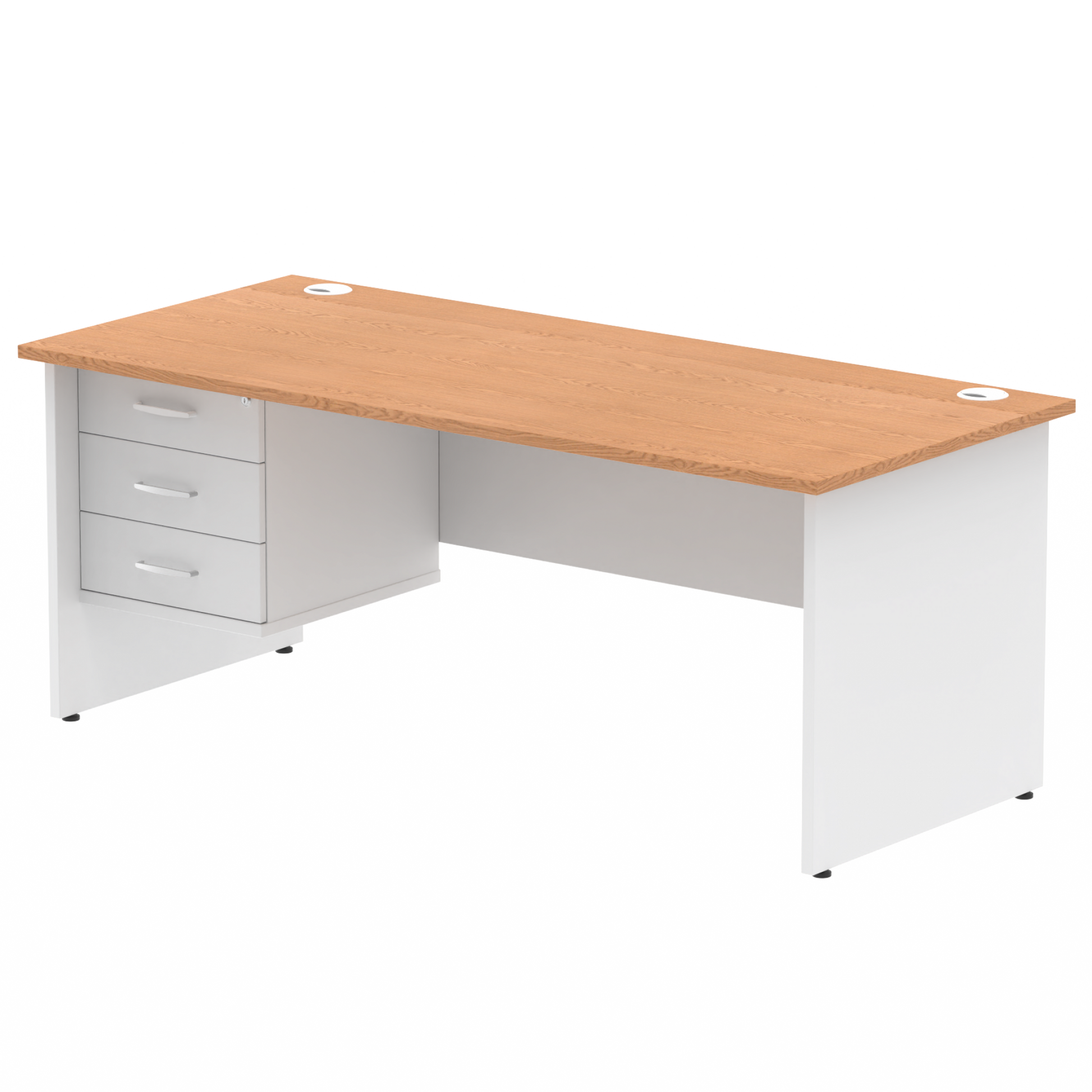 Impulse 1800mm Panel End Straight Desk With Single Fixed Pedestal