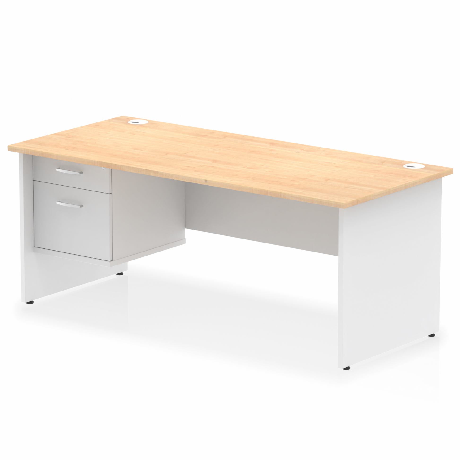 Impulse 1800mm Panel End Straight Desk With Single Fixed Pedestal