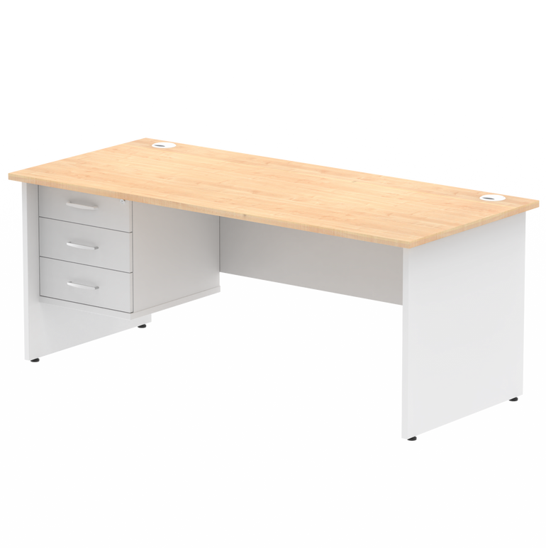 Impulse 1800mm Panel End Straight Desk With Single Fixed Pedestal