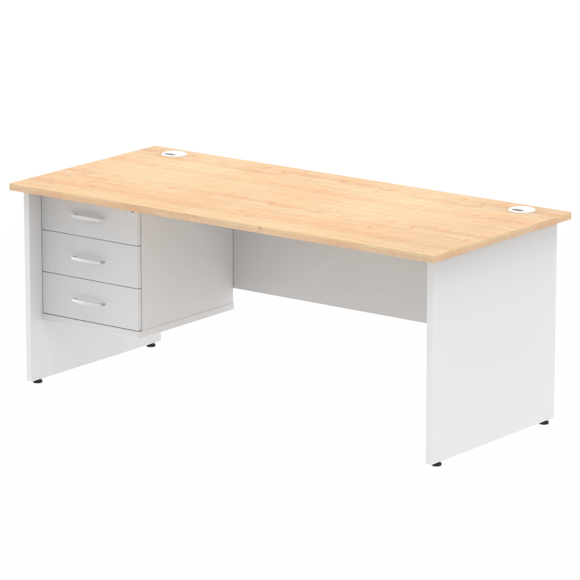 Impulse 1800mm Panel End Straight Desk With Single Fixed Pedestal