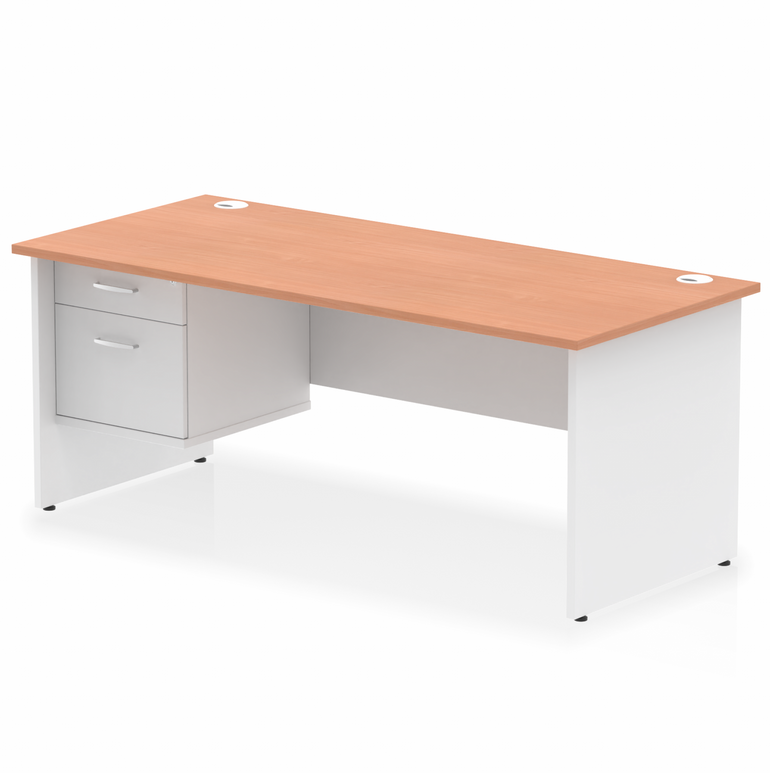 Impulse 1800mm Panel End Straight Desk With Single Fixed Pedestal