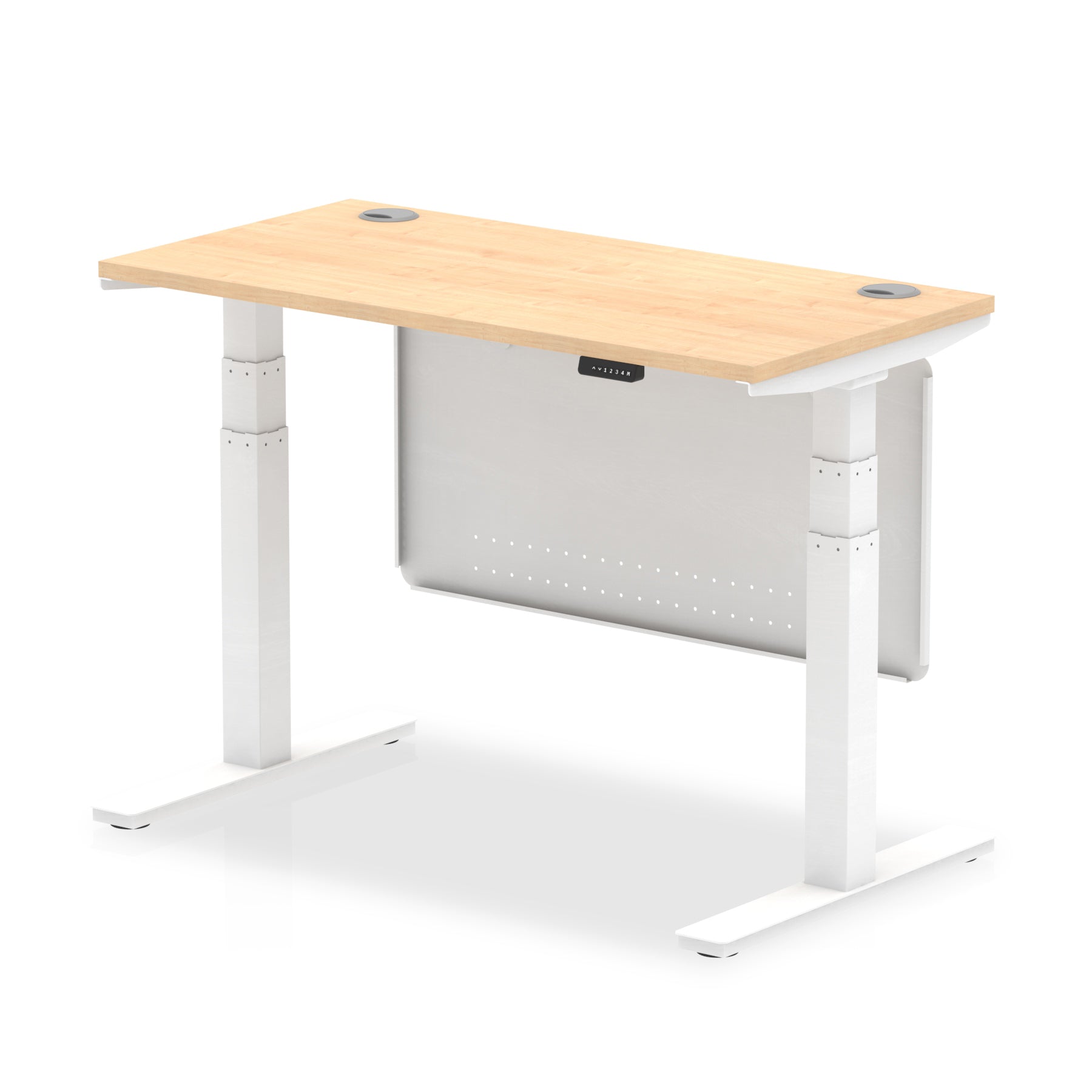 Air Height Adjustable Slimline Desk With Cable Ports With Steel Modesty Panel