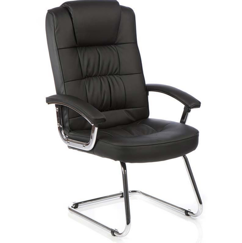 Moore Deluxe High Back Black Cantilever Visitor Chair with Arms